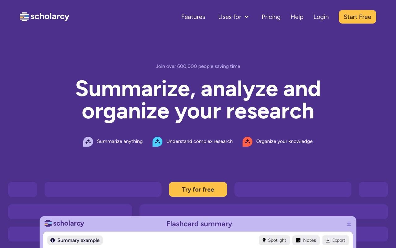 Screenshot der Scholarcy-Website