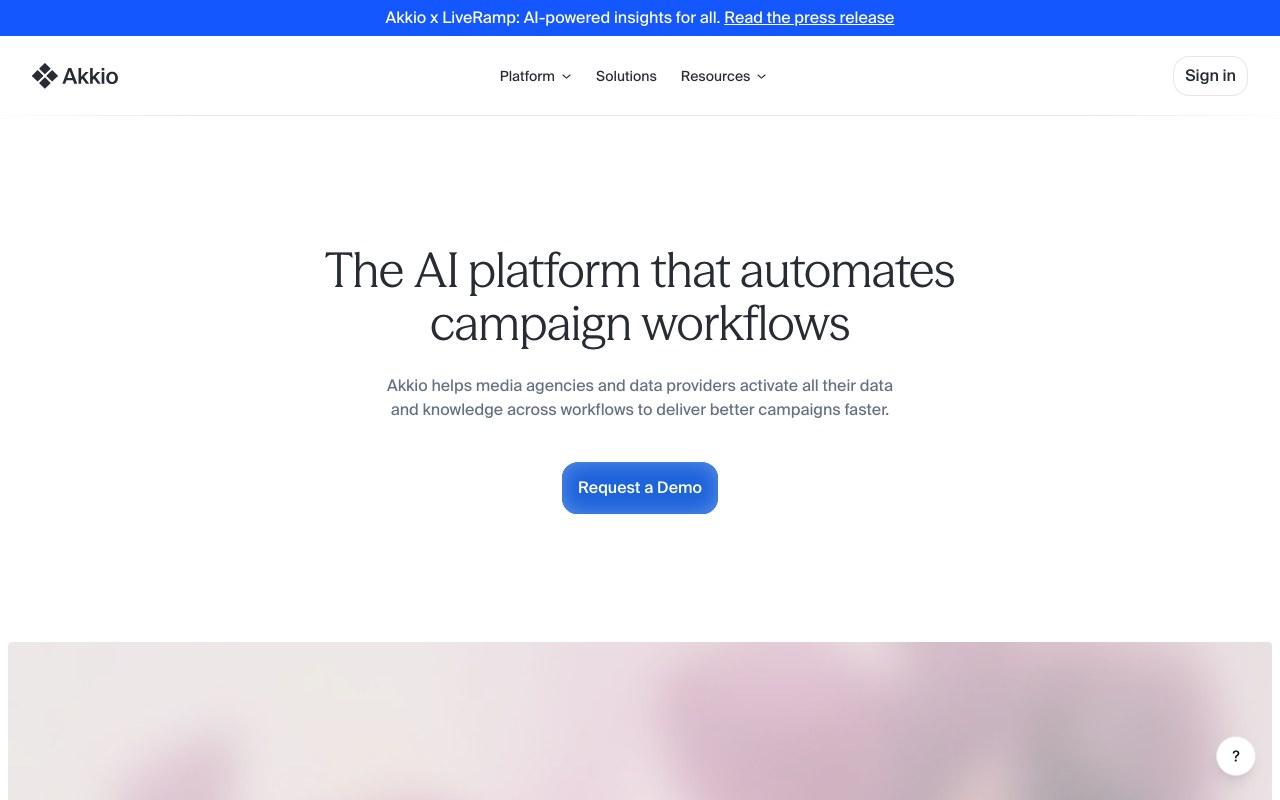Screenshot der Akkio-Website