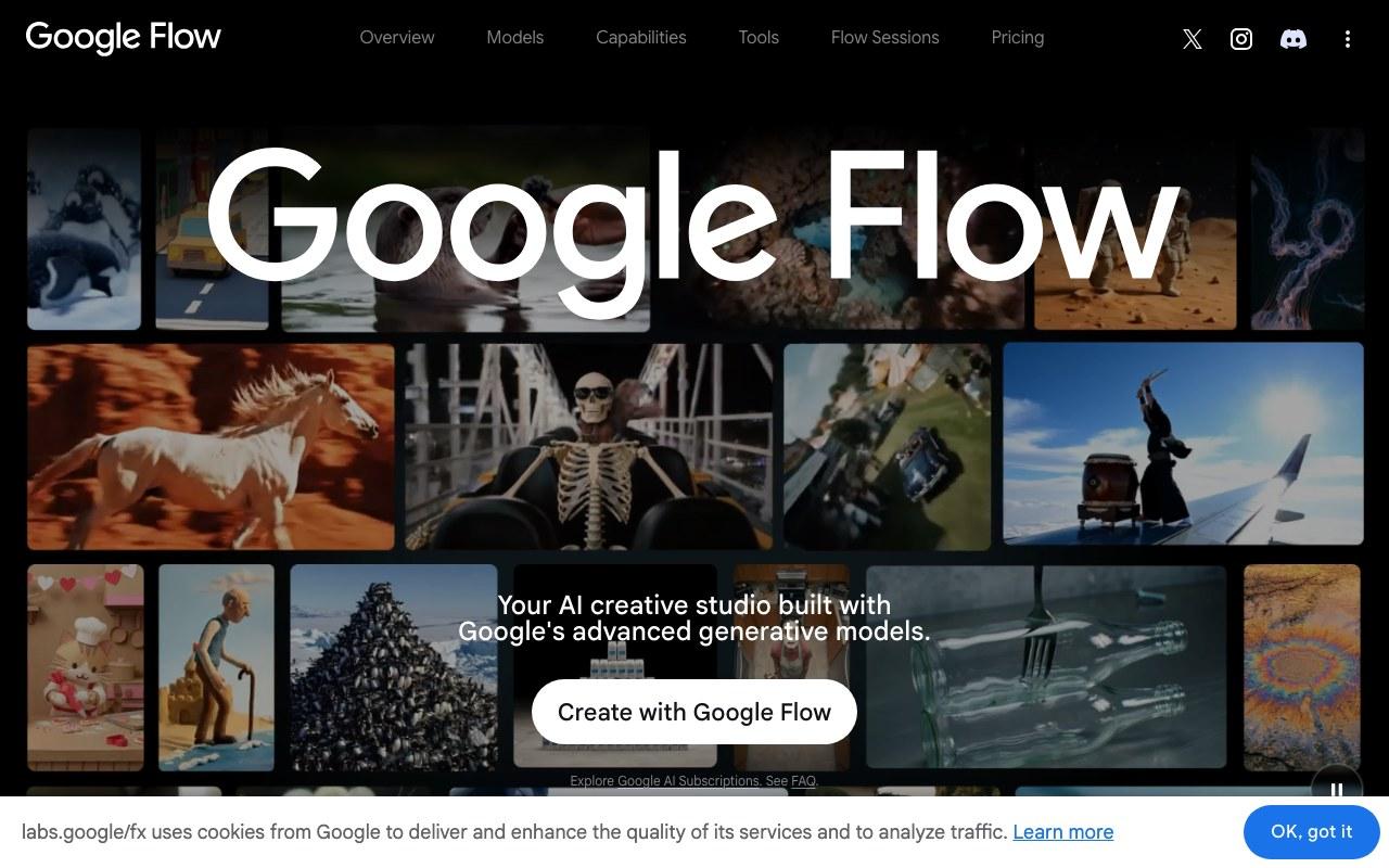Screenshot der Google Flow-Website
