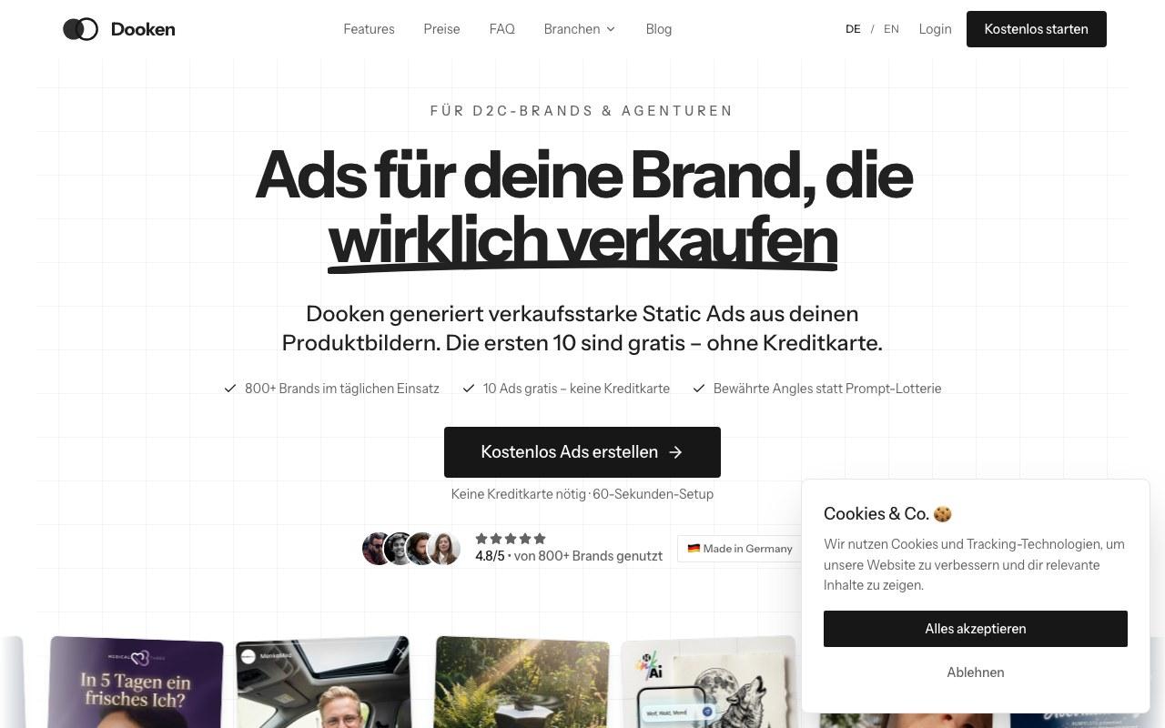 Screenshot der Dooken-Website
