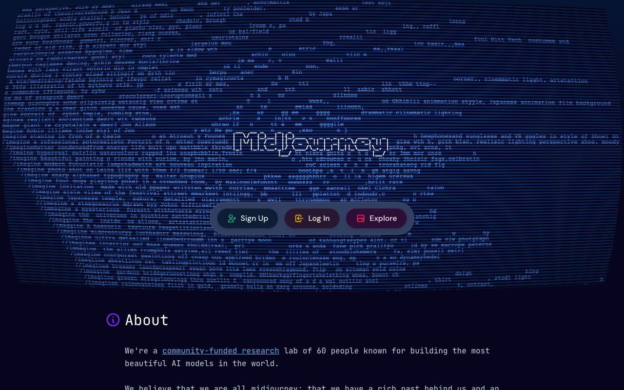 Screenshot der Midjourney-Website