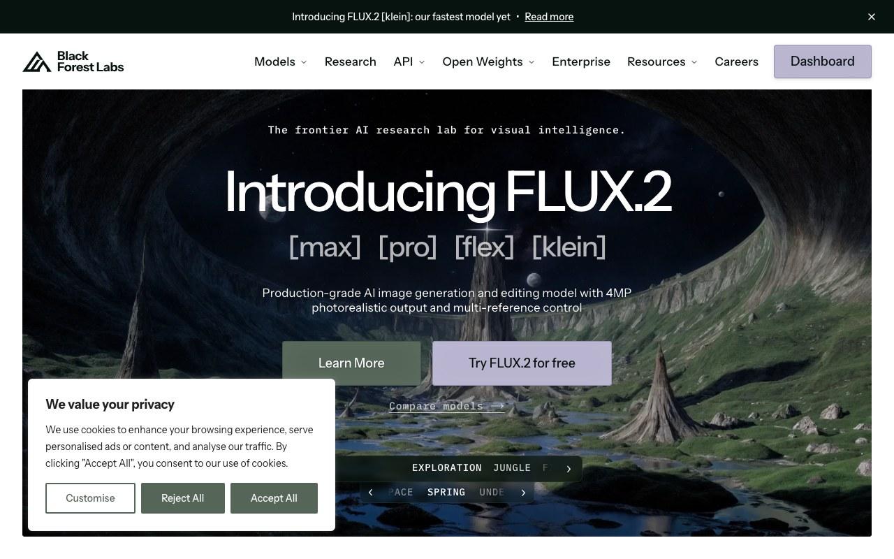 Screenshot der FLUX-Website