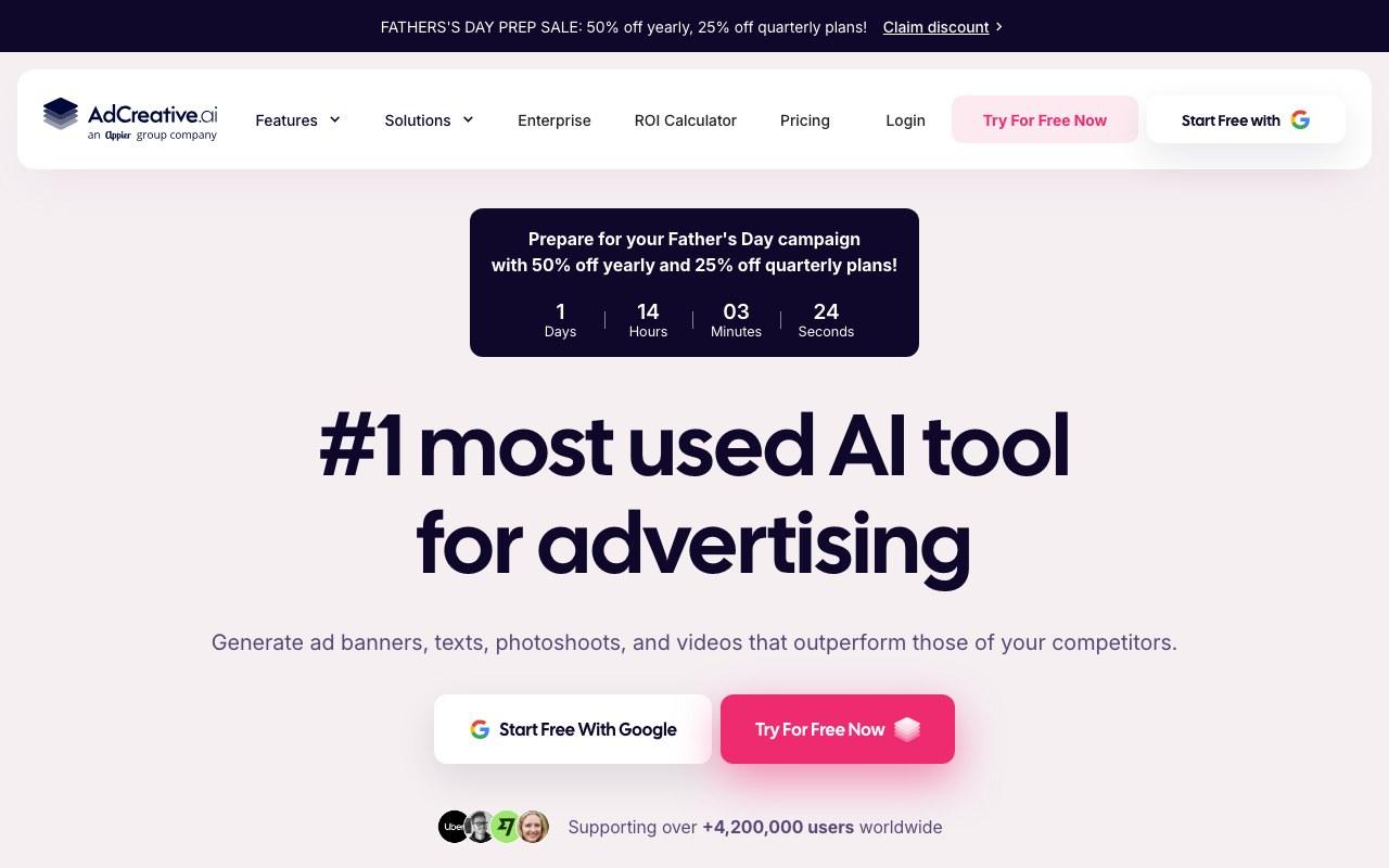 Screenshot der AdCreative.ai-Website