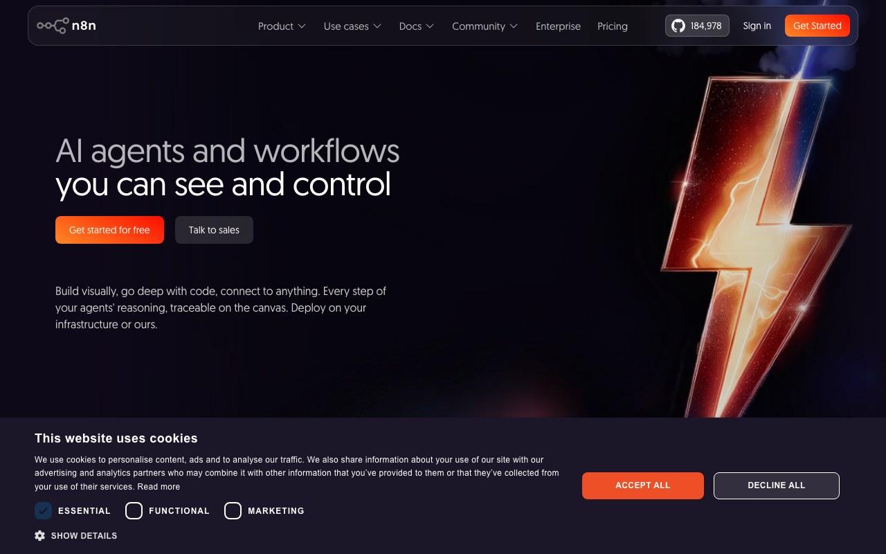 Screenshot der n8n-Website
