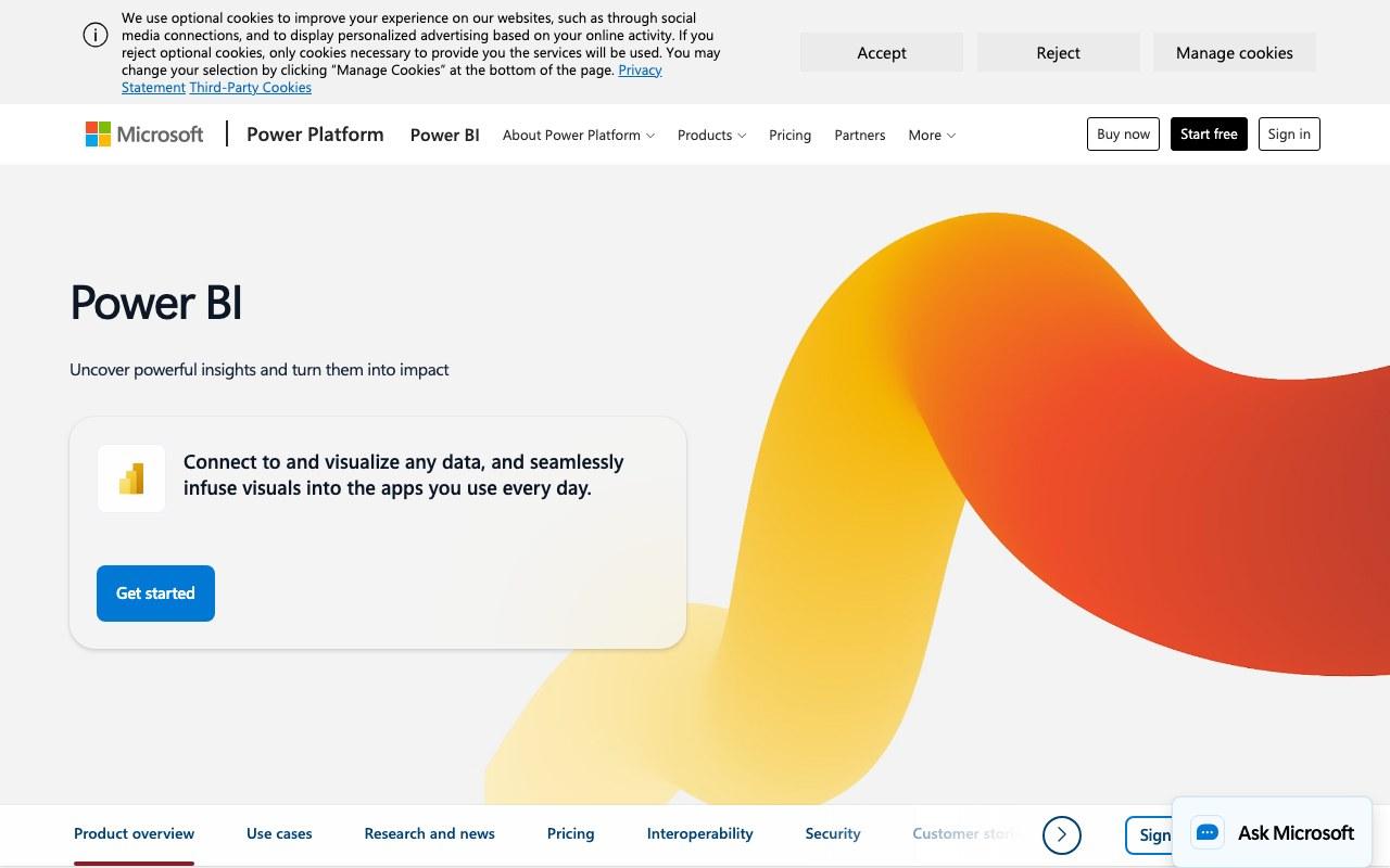 Screenshot der Power BI Copilot-Website