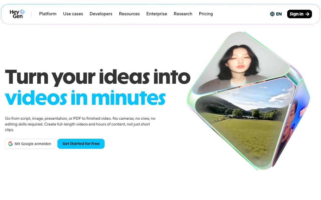 Screenshot der HeyGen-Website