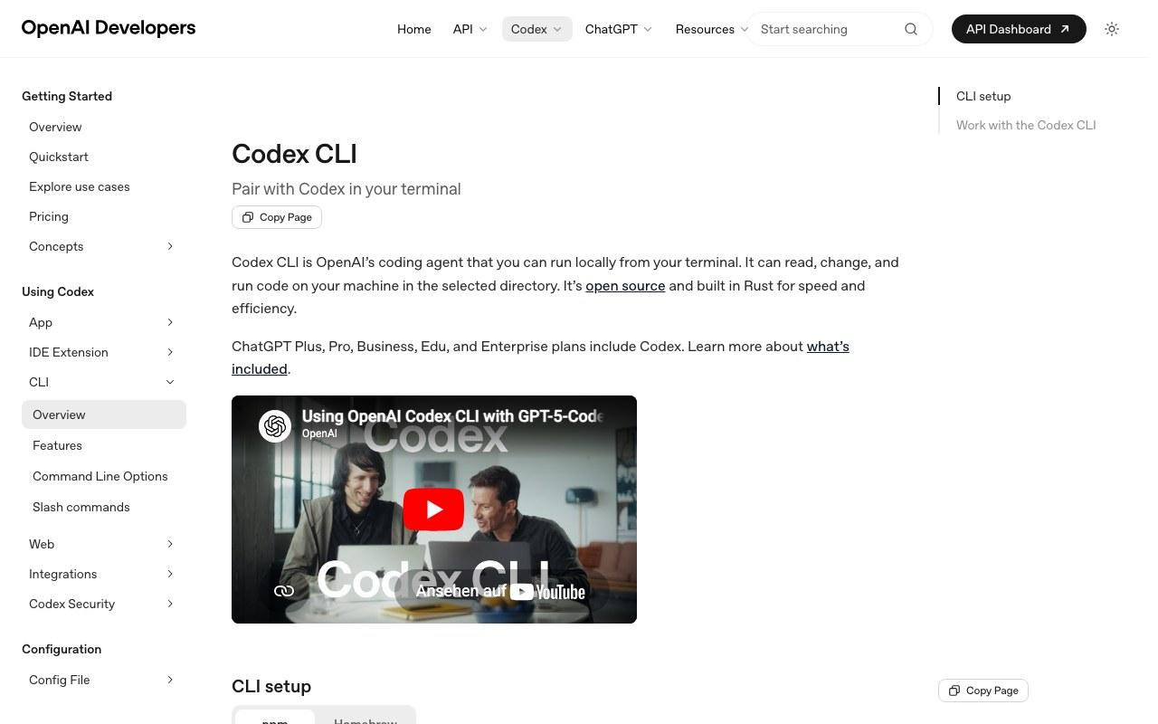 Screenshot der Codex-Website
