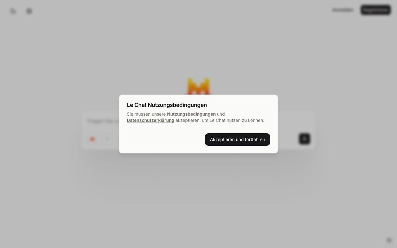 Screenshot der Le Chat-Website