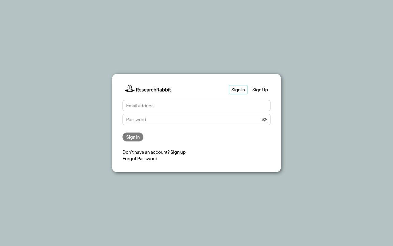 Screenshot der ResearchRabbit-Website