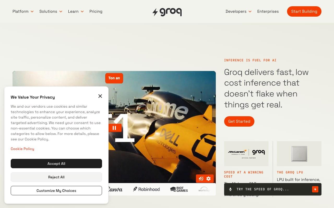 Screenshot der Groq-Website