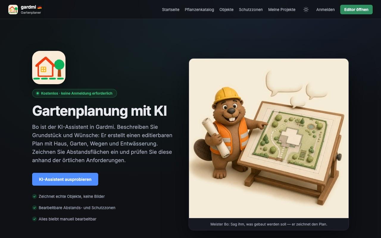 Screenshot der Gardmi-Website