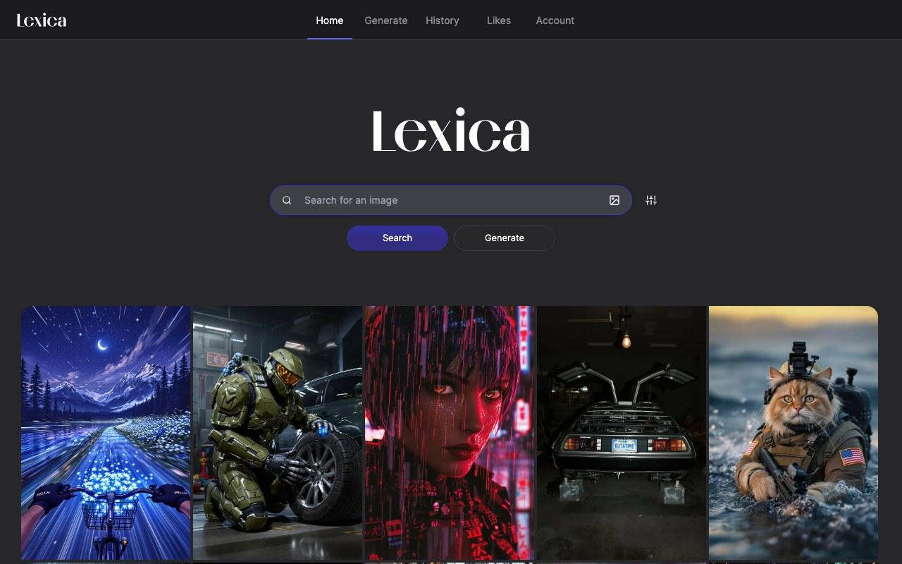 Screenshot der Lexica-Website