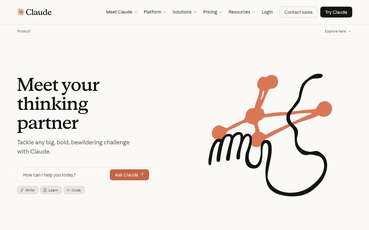 Screenshot der Claude-Website