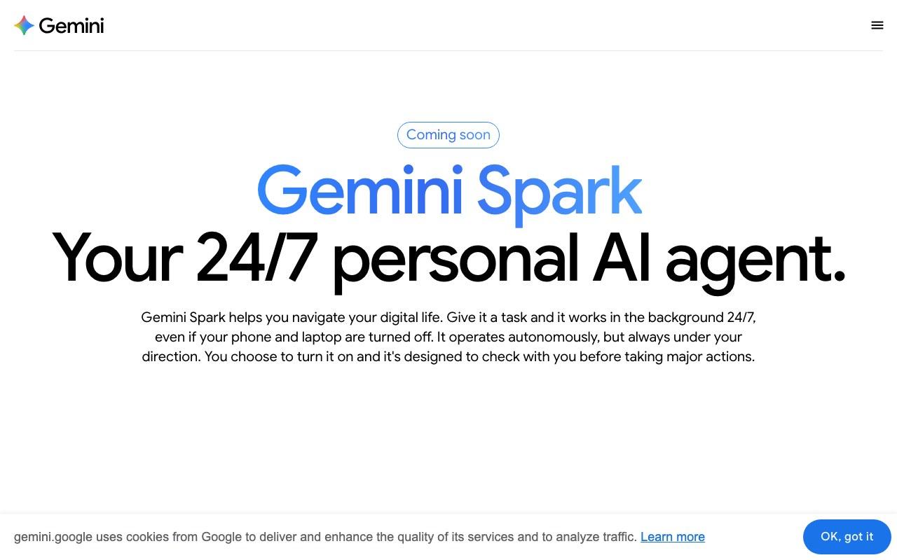 Screenshot der Gemini Spark-Website