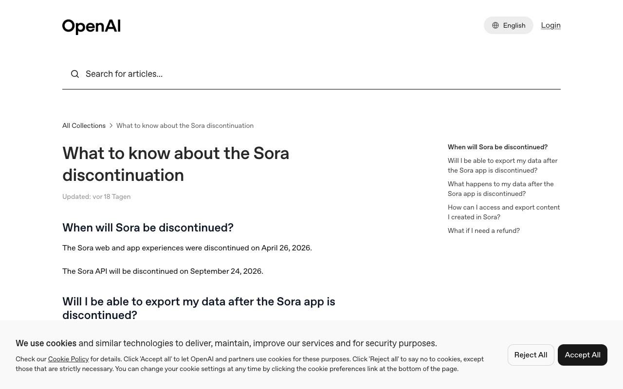 Screenshot der Sora 2-Website