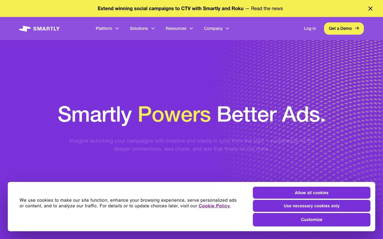 Screenshot der Smartly-Website