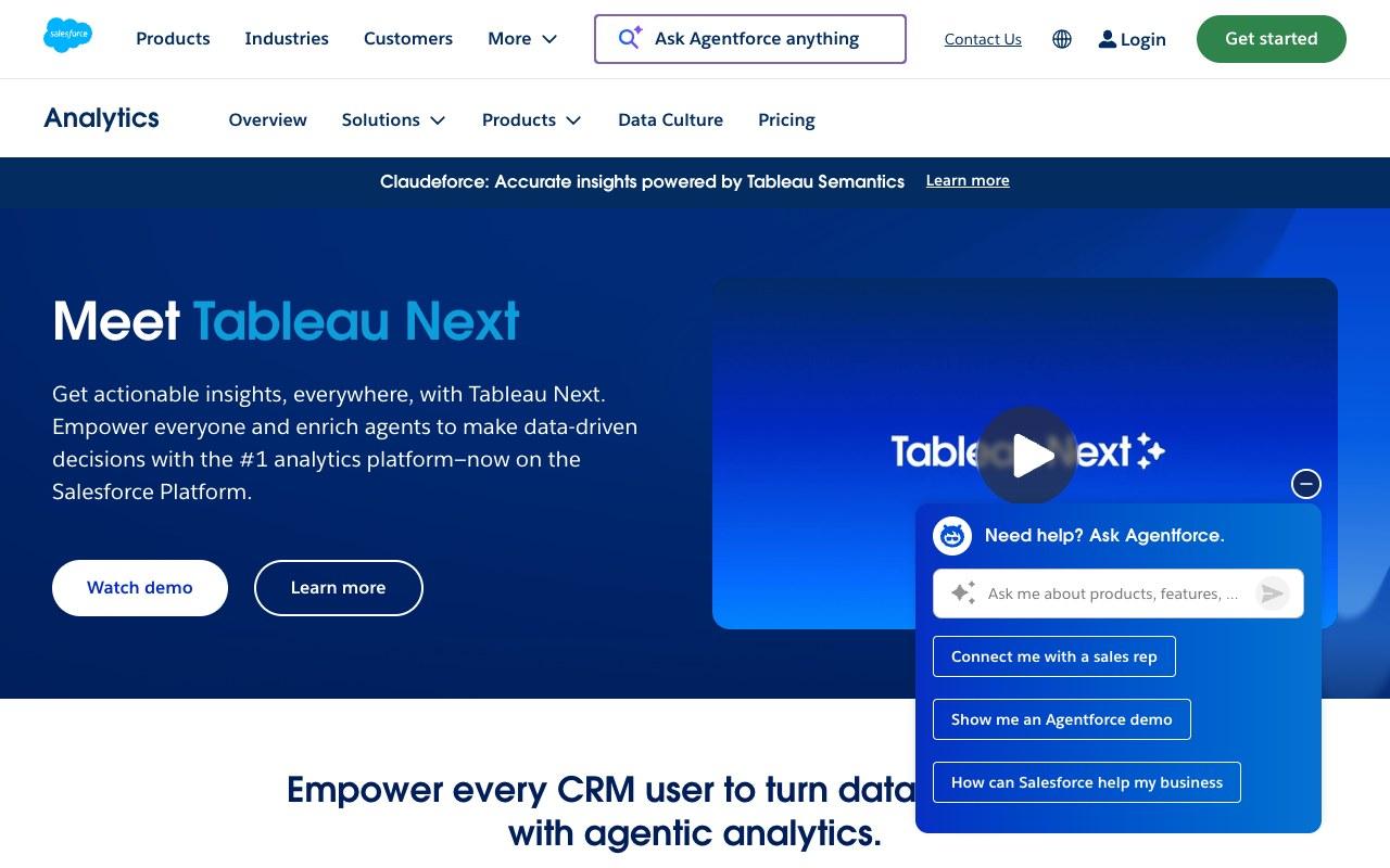 Screenshot der Tableau Next-Website