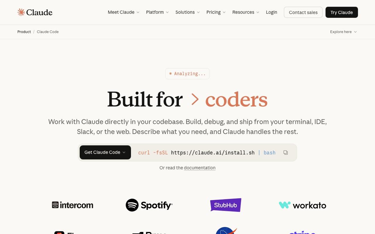 Screenshot der Claude Code-Website