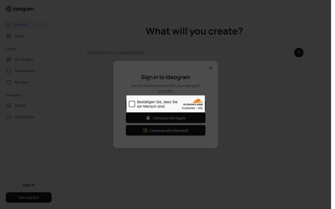 Screenshot der Ideogram-Website