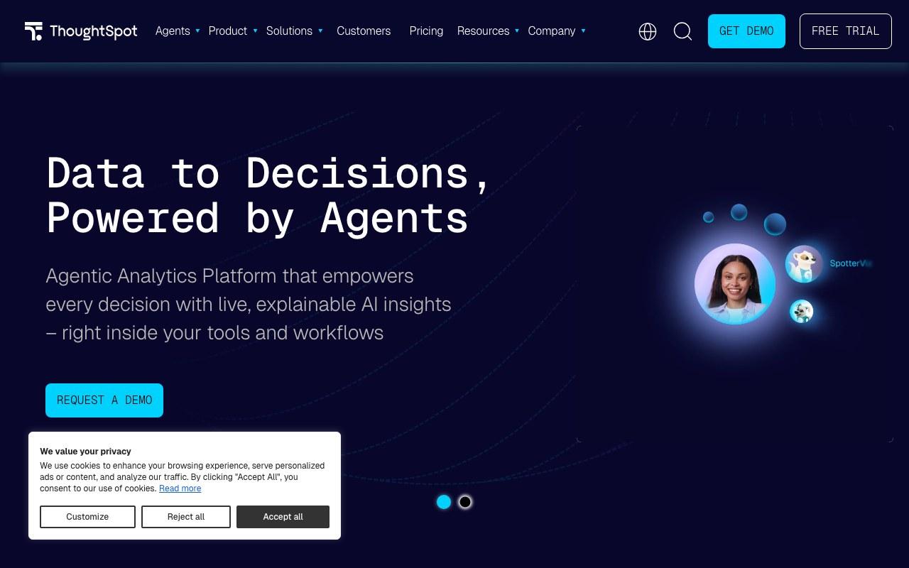 Screenshot der ThoughtSpot Spotter-Website