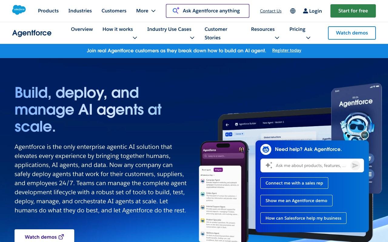 Screenshot der Salesforce Agentforce-Website