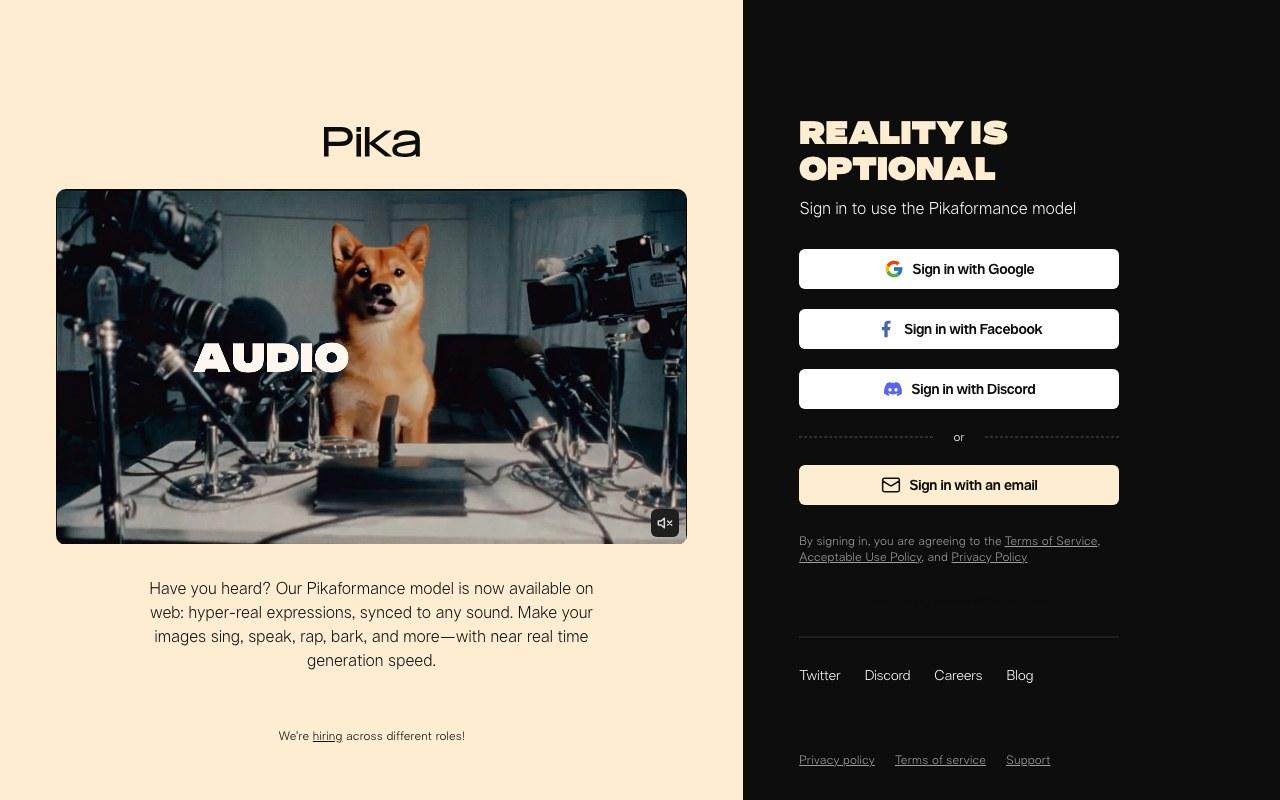 Screenshot der Pika-Website