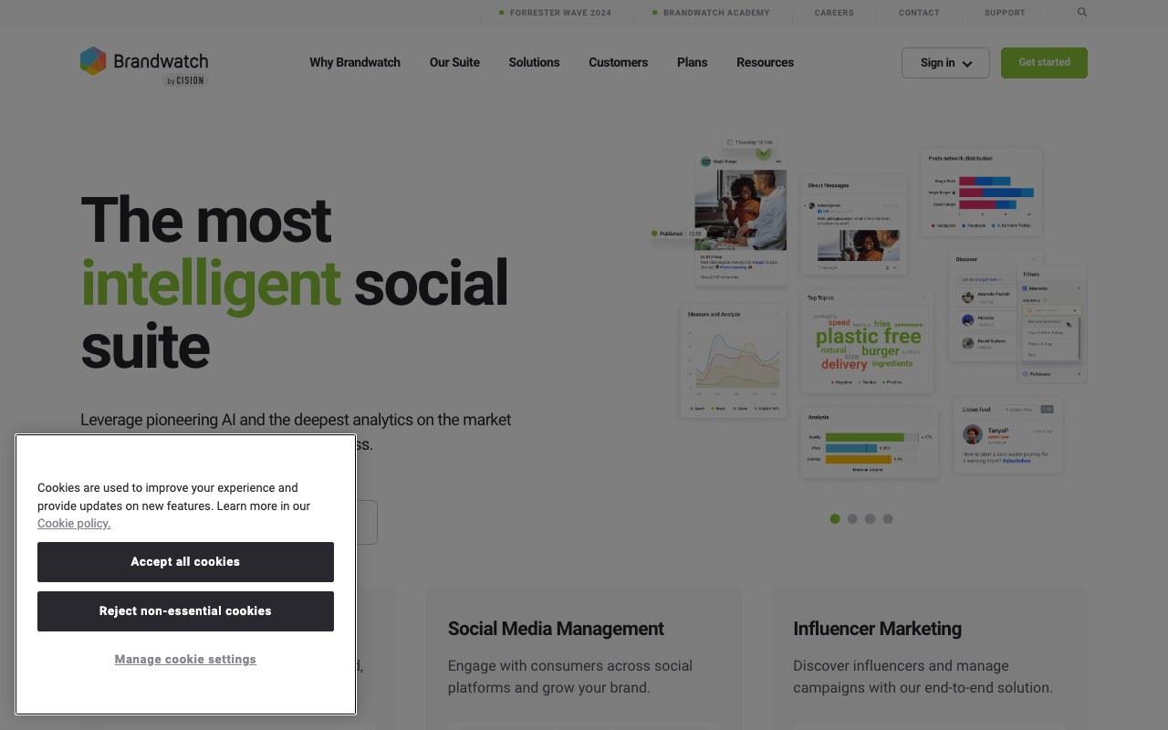 Screenshot der Brandwatch-Website