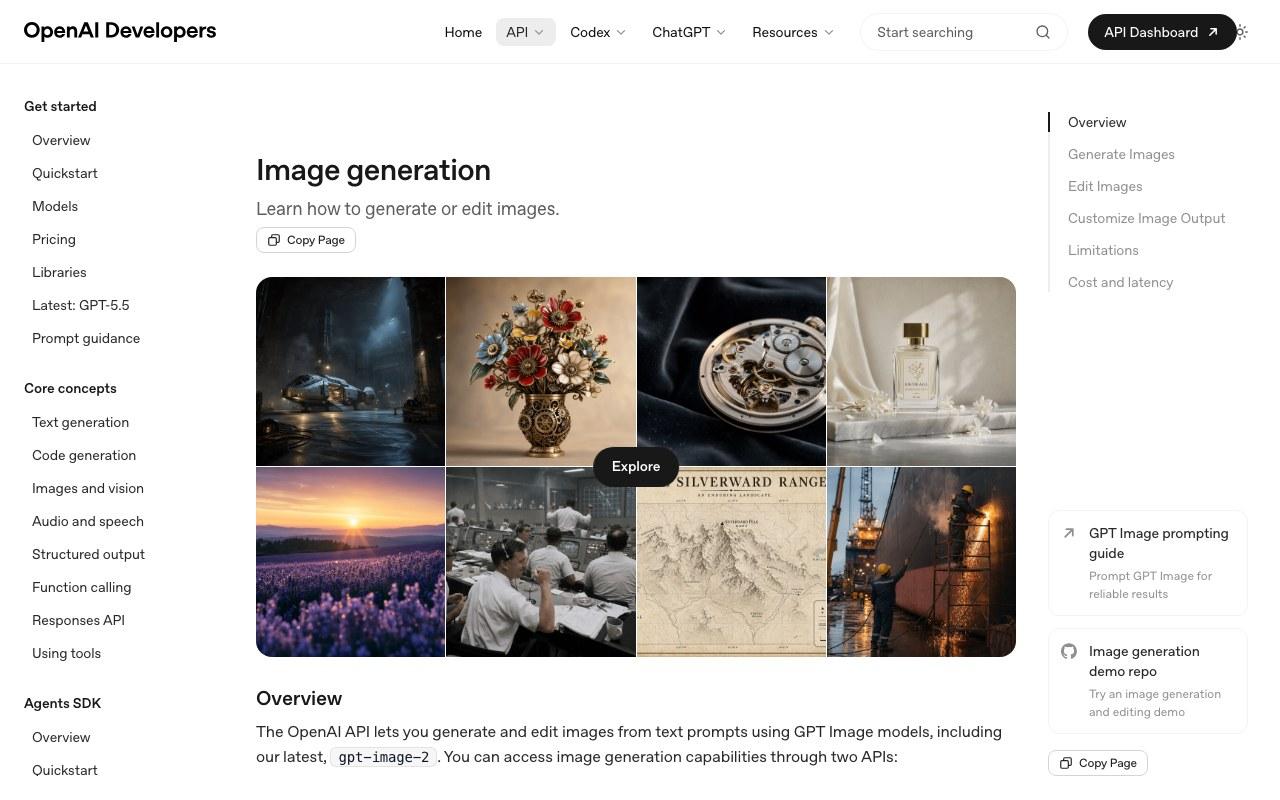 Screenshot der GPT Image 2-Website